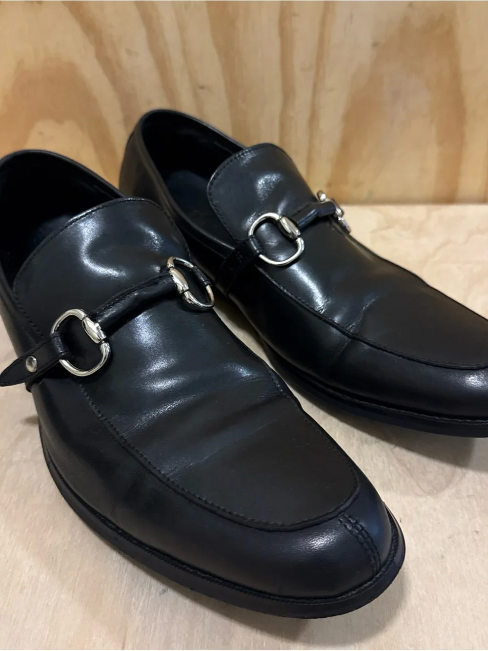 Gucci Horsebit Accent Black Leather Dress Loafers Men's Size 11 1/2